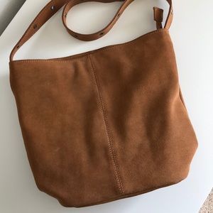 Suede bucket bag